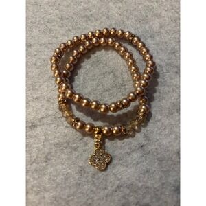 Bracelets‎ Rose Gold Beaded Stretch